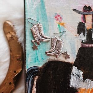 Vintage Sterling Silver Cowboy Boot Earrings